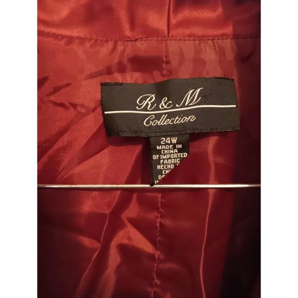 R&M Collection Evening Jacket, Women's Plus Sz 24W, Burgundy Diamond Design EUC - Picture 4 of 7
